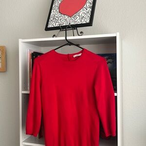 Zara Knit   Red sweater with pearls on back of neck